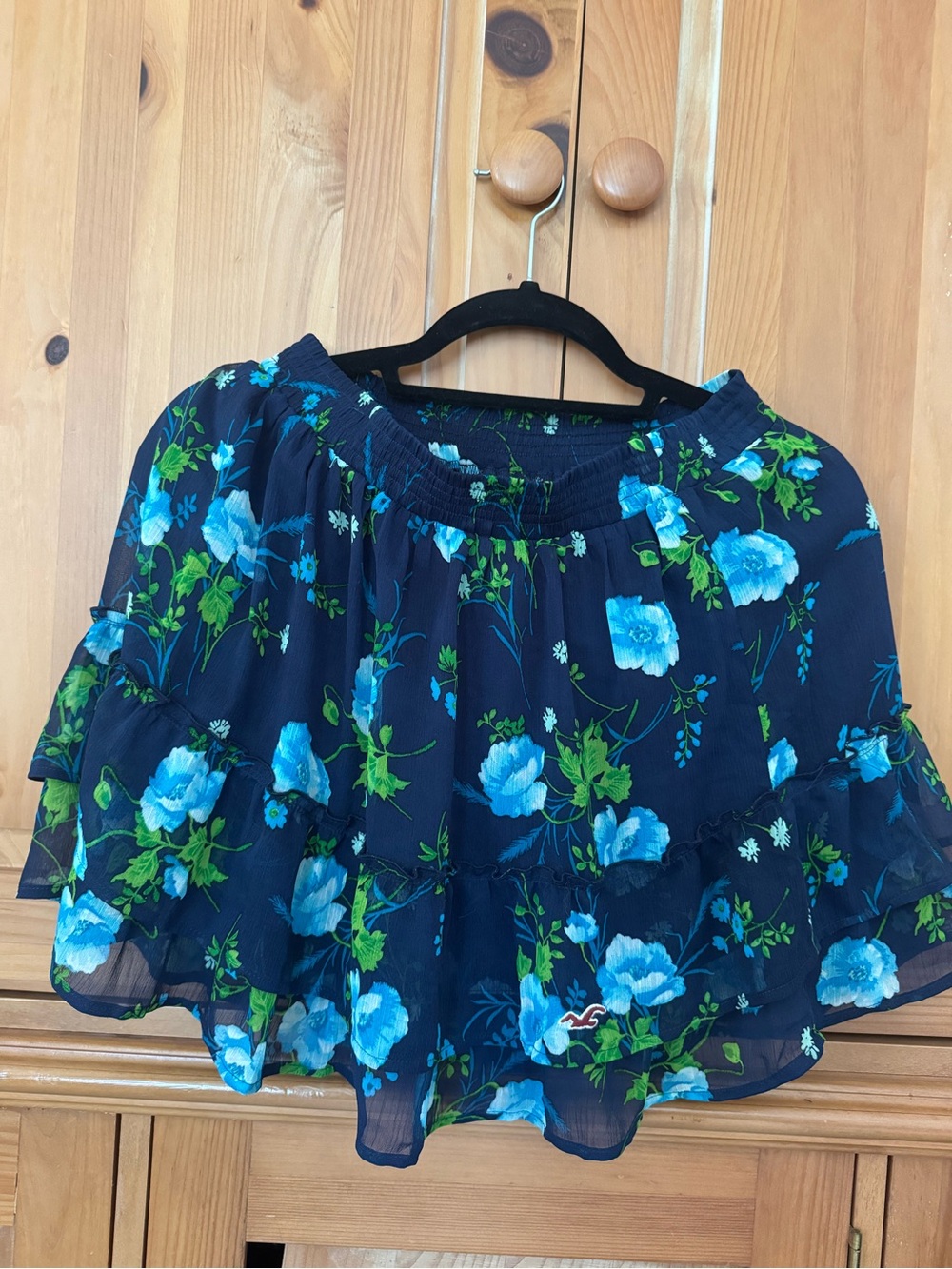 Navy Floral Skirt Blue Flowers